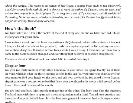 The first page of the six-pager, a memo that opens with the heading How's the Book?